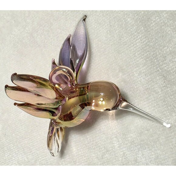 Art Glass Hummingbird Iridescent Sun Catcher 2" Hanging Ornament Bird Christmas - Picture 3 of 11